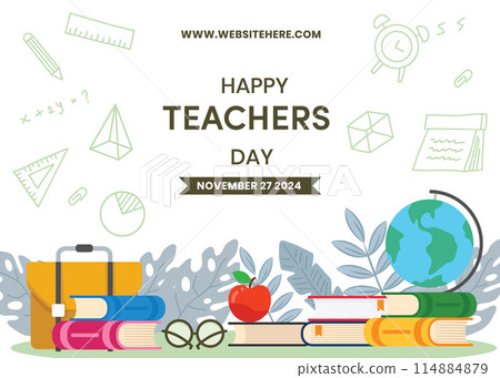 Hand-drawn flat design teacher's day in Spain background. Vector illustration Hand-drawn flat design teacher's day in Spain background. Vector illustration 114884879
