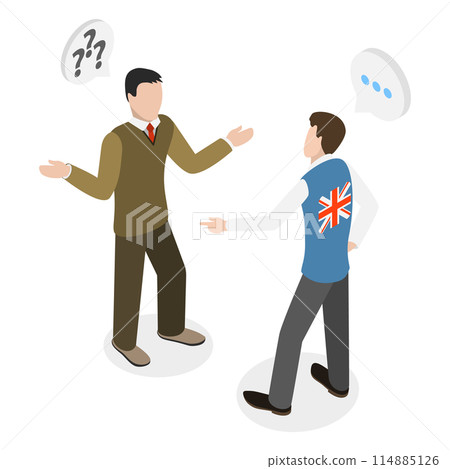 3D Isometric Flat  Conceptual Illustration of Linguistic Barrier, Communication Problems 114885126