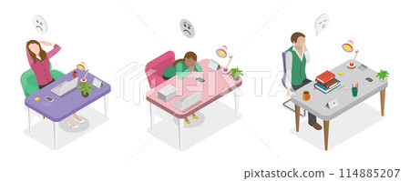 3D Isometric Flat Conceptual Illustration of Boring Meeting, Team Falling Asleep 3D Isometric Flat Conceptual Illustration of Boring Meeting, Team Falling Asleep 114885207