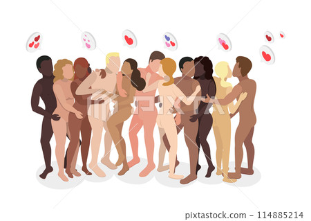 3D Isometric Flat  Conceptual Illustration of Polyamory, Nonmonogamous Relationship 114885214