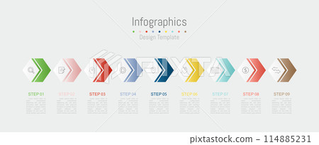 Infographic 9 options design elements for your business data. Vector Illustration. Infographic 9 options design elements for your business data. Vector Illustration. 114885231