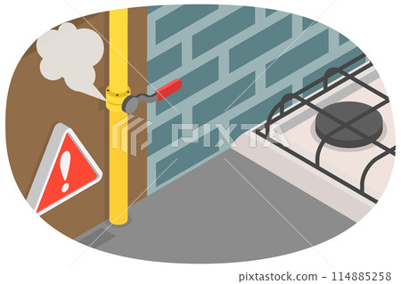 3D Isometric Flat  Icon of Gas Leak, Warning Symbol 114885258