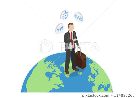 3D Isometric Flat Conceptual Illustration of Travel Time, Summer Vacation 3D Isometric Flat Conceptual Illustration of Travel Time, Summer Vacation 114885263