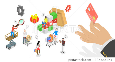 3D Isometric Flat Conceptual Illustration of Customer Shopping Habits Research, Client Profile Analisys 3D Isometric Flat Conceptual Illustration of Customer Shopping Habits Research, Client Profile Analisys 114885265