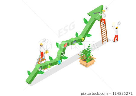 3D Isometric Flat Conceptual Illustration of ESG Business, Sustainable Development 3D Isometric Flat Conceptual Illustration of ESG Business, Sustainable Development 114885271