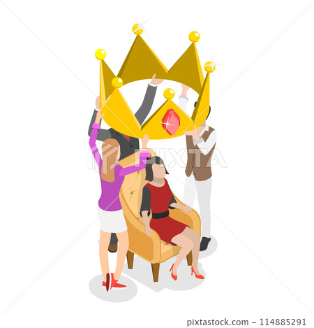 3D Isometric Flat  Conceptual Illustration of Beauty Pageant, Internet Celebrity 114885291