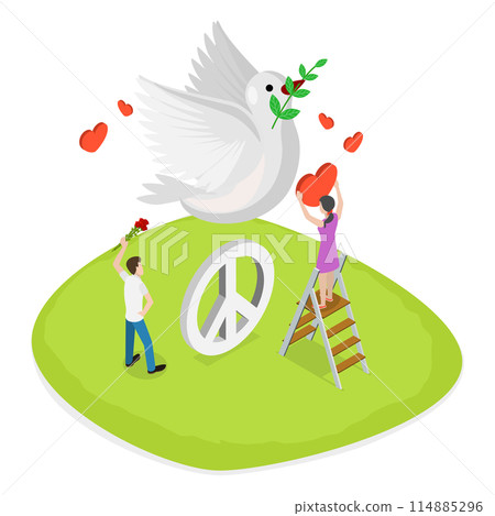 3D Isometric Flat  Icon of Peace International Day, Calm and Harmony 114885296