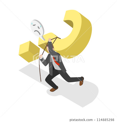3D Isometric Flat  Conceptual Illustration of Hard Question , Communication Problem 114885298