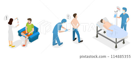 3D Isometric Flat  Conceptual Illustration of Anesthesiology, Medical Sedation 114885355
