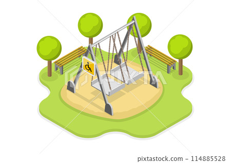 3D Isometric Flat Conceptual Illustration of Playground For Disabled Kids, Outdoor Games for Children with Disabilities 3D Isometric Flat Conceptual Illustration of Playground For Disabled Kids, Outdoor Games for Children with Disabilities 114885528