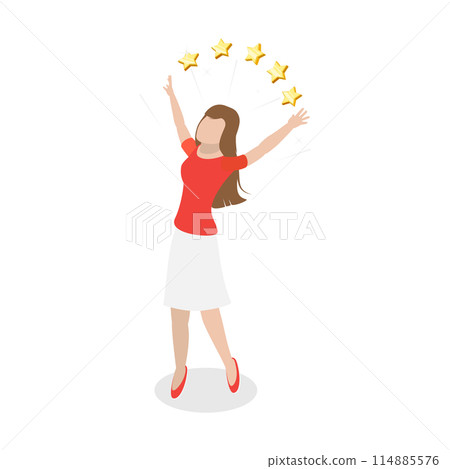 3D Isometric Flat  Conceptual Illustration of Happy Person, Positive Emotions 114885576