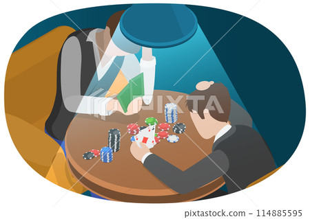 3D Isometric Flat Conceptual Illustration of Gambling Addiction, Casino Entertainment Dependence 3D Isometric Flat Conceptual Illustration of Gambling Addiction, Casino Entertainment Dependence 114885595