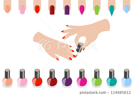 3D Isometric Flat Conceptual Illustration of Professional Manicure, Nails Polishing and Painting 3D Isometric Flat Conceptual Illustration of Professional Manicure, Nails Polishing and Painting 114885612