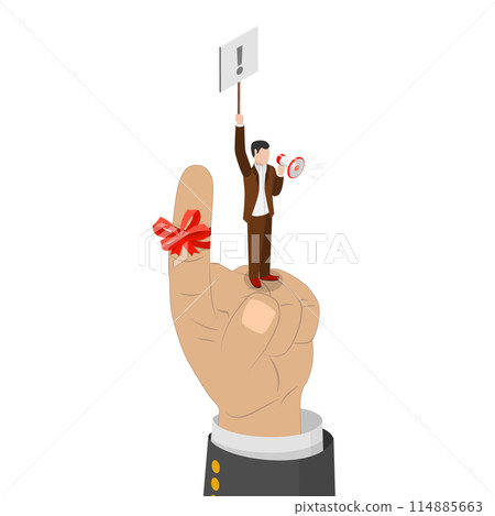 3D Isometric Flat  Conceptual Illustration of Reminder String, Do not Forget an Important Task 114885663
