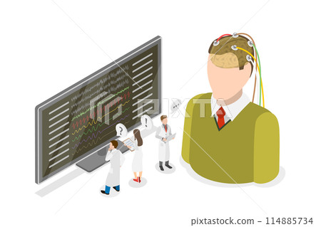 3D Isometric Flat  Illustration of Biofeedback , Bodily Functions Control 114885734
