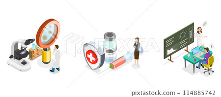 3D Isometric Flat Illustration of Human Papillomavirus Prevention, HPV Vaccination 3D Isometric Flat Illustration of Human Papillomavirus Prevention, HPV Vaccination 114885742