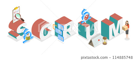 3D Isometric Flat  Illustration of SCRUM, Software Development Framework 114885748
