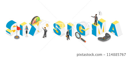 3D Isometric Flat  Illustration of Six Sigma, Continuous Improvement Methodology 114885767