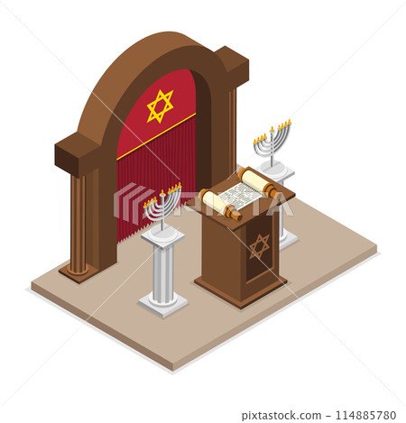 3D Isometric Flat  Icon of Synagogue, Traditional Orthodox Judaism 114885780