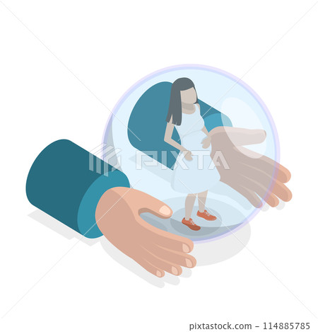 3D Isometric Flat Illustration of Safety Bubble, Preservation of Pregnancy 3D Isometric Flat Illustration of Safety Bubble, Preservation of Pregnancy 114885785