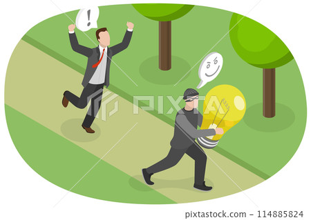 3D Isometric Flat  Illustration of Plagiarism, Thieving Ideas 114885824