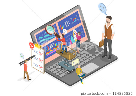 3D Isometric Flat Illustration of KPI Data Report Dashboard, Metrics Analysis 3D Isometric Flat Illustration of KPI Data Report Dashboard, Metrics Analysis 114885825