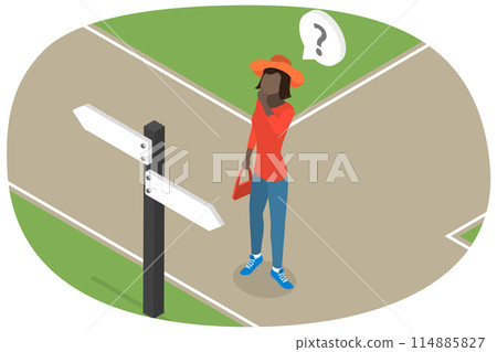 3D Isometric Flat Illustration of Making Decision, Path Choice 3D Isometric Flat Illustration of Making Decision, Path Choice 114885827