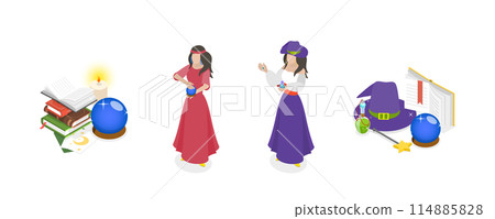 3D Isometric Flat Illustration of Fortune Teller, Destiny and Divination 3D Isometric Flat Illustration of Fortune Teller, Destiny and Divination 114885828