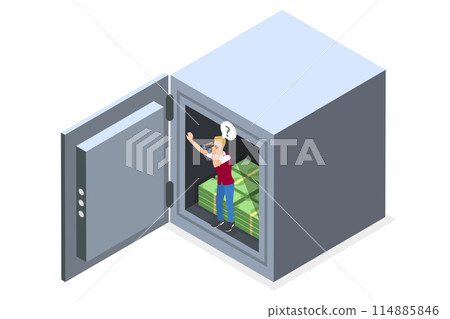 3D Isometric Flat  Illustration of Safe Haven, Financial Security 114885846