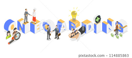 3D Isometric Flat Illustration of Onboarding, Stepping into a Team, Welcoming a New Staff Member 3D Isometric Flat Illustration of Onboarding, Stepping into a Team, Welcoming a New Staff Member 114885863