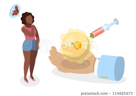 3D Isometric Flat  Illustration of In Vitro Fertilization or LVF, Infertility Treatment 114885873