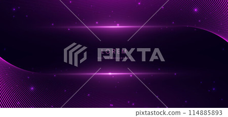 Abstract futuristic glowing purple lighting effect on dark background. 114885893