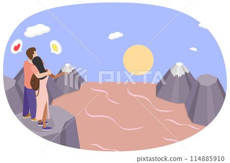 3D Isometric Flat Illustration of Romantic Date, Romance and Relationship 3D Isometric Flat Illustration of Romantic Date, Romance and Relationship 114885910
