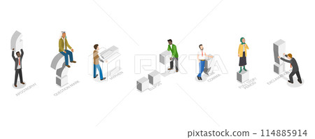 3D Isometric Flat Illustration of Punctuation Marks, Language Learning 3D Isometric Flat Illustration of Punctuation Marks, Language Learning 114885914