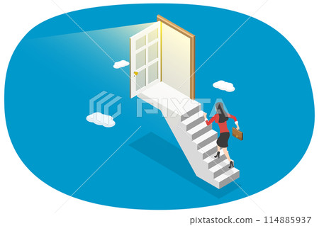 3D Isometric Flat  Illustration of Career Opportunity, Success and Achievement 114885937