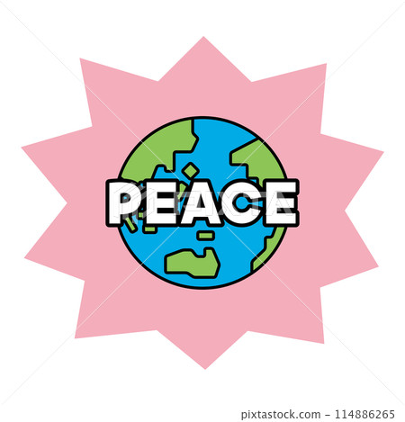 The word PEACE and an illustration of the earth The word PEACE and an illustration of the earth 114886265