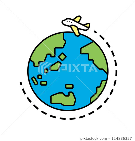 飛機和地球的插圖 114886337
