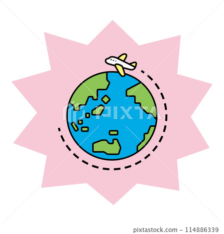 飛機和地球的插圖 114886339