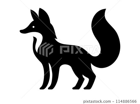 可愛的狐狸剪影 可愛的狐狸剪影 114886566