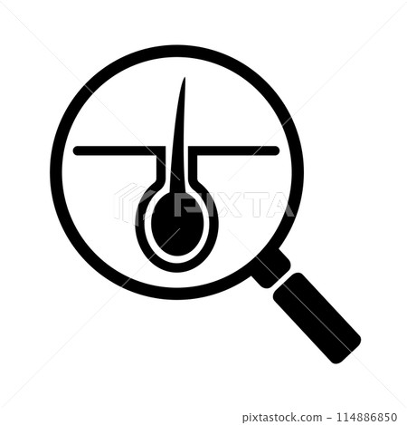 Hair and magnifying glass icon 114886850