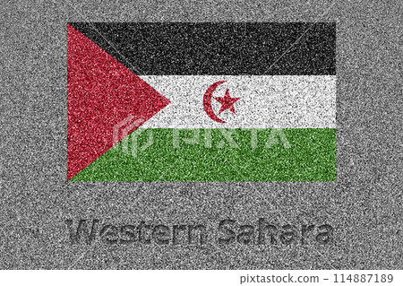 The flag of Western Sahara painted on a stone slab with the words "Western Sahara" carved into it The flag of Western Sahara painted on a stone slab with the words "Western Sahara" carved into it 114887189