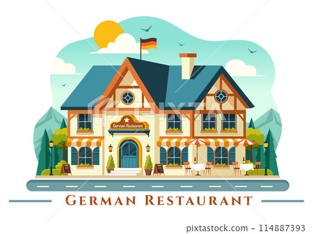 German Food Restaurant Vector Illustration featuring a Collection of Delicious Traditional Cuisine and Drinks on a Flat Style Cartoon Background German Food Restaurant Vector Illustration featuring a Collection of Delicious Traditional Cuisine and Drinks on a Flat Style Cartoon Background 114887393