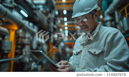 操作平板電腦的工人 114887678