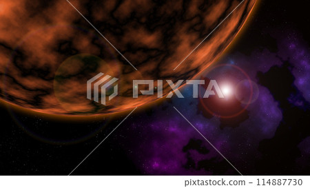 Clouds and planets floating in space 114887730