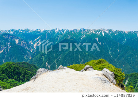 Climbing Mt. Tsurugidake in summer (Kitatsurudake to Mt. Tsurugidake: View towards Mt. Washiu and Mt. Suisho) Climbing Mt. Tsurugidake in summer (Kitatsurudake to Mt. Tsurugidake: View towards Mt. Washiu and Mt. Suisho) 114887829