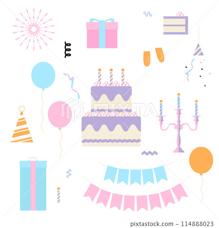 birthday party vector illustration set birthday party vector illustration set 114888023