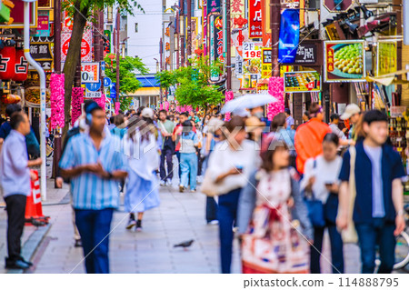 Yokohama cityscape in Japan: Inbound tourism revives... In the season of fresh greenery... View of Yokohama Chinatown bustling with foreign tourists = May Yokohama cityscape in Japan: Inbound tourism revives... In the season of fresh greenery... View of Yokohama Chinatown bustling with foreign tourists = May 114888795