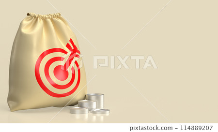 The Money Bag and target icon for earn or finance concept 3d rendering. 114889207