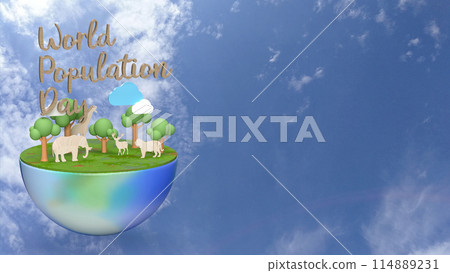 The World Population Day and earth for Holiday concept 3d The World Population Day and earth for Holiday concept 3d 114889231