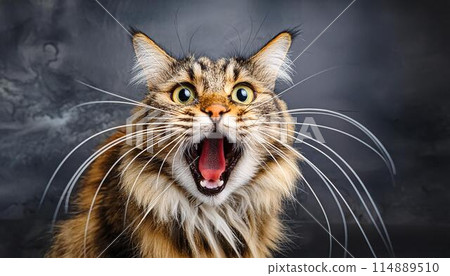Cat with mouth wide open 114889510